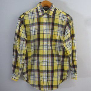 Ralph Lauren Womens 4 Yellow Navy Plaid LS Cotton Shirt Blouse Nautical Small